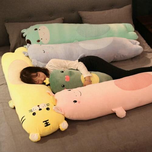70/100cm Cute Tiger Plush Toy Stuffed Soft Animal Long Cow Pillow Dinosaur Doll Christmas Gift For Kids Valentine Present