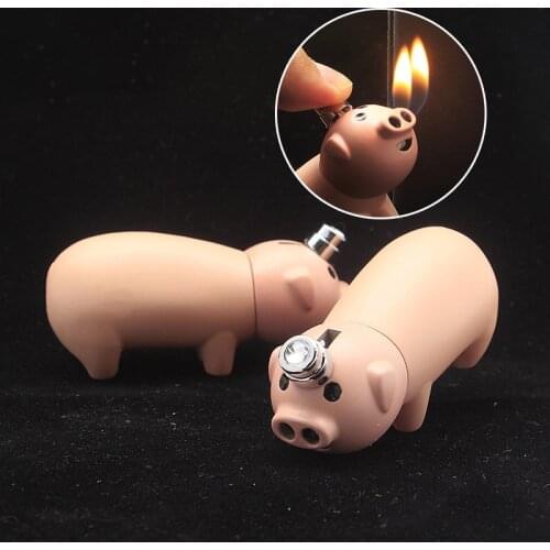 Creative Pig Shaped Butane Lighter Gas Torch Personalized Gift Custom Love Pig Double Fire Lighter Dropship Suppliers