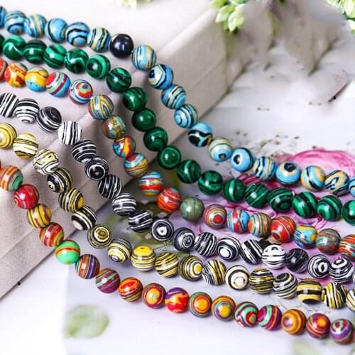 Round Colorful Malachite Stone Beads lot 15" Strand 4mm 6mm 8mm 10mm 12mm Beads for Jewelry Making DIY Crafts Findings