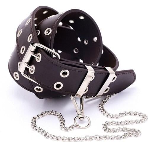 L2021 new Korean version of punk style double exhaust eyes wide 3.3cm ladies casual fashion chain decoration belt