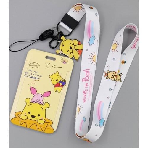 LB1470 Cute Pooh Bear Lanyard for Key Neck Strap lanyards id badge holder Key Chain Key Holder Hang Rope Key Rings Accessories
