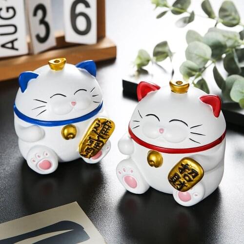 Lucky Cat Resin Ashtray Smoking Accessories for Weed Cute for Girls Portable Ashtray Gift Living Room Office Desktop Accessories