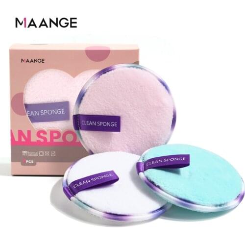 MAANGE 3Pcs Soft Fiber Makeup Remover Puff Facial Wash Puff Double Sided Makeup Sponge Easy to Use Beauty Make Up Remover Tools
