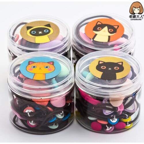 Cute Button Multi-Color High Elastic Rubber Band Hair Band Head Rope Set Hair Accessories Headdress Stall Supply Stall Products