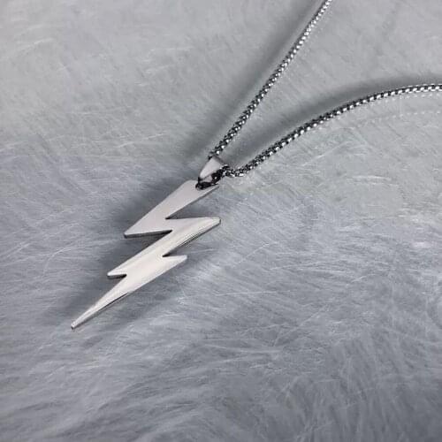 Lightning Simple Shape with Pendant Korean Style Elegant Hip Hop Handsome Sweater Chain Female Titanium Steel Material