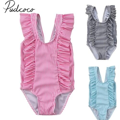 2018 Brand New Toddler Infant Newborn Kid Baby Girls Swimwear Swimsuit Bikini Set Bathing Suit Costume Striped Ruffled Swimwear