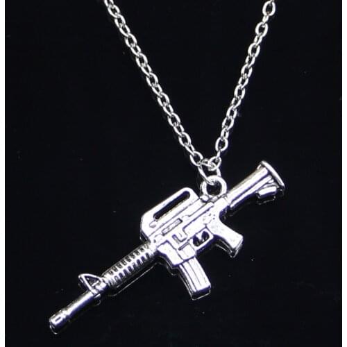 New Fashion Necklace 45x16mm machine gun assault rifle Pendants Short Long Women Men Colar Gift Jewelry Choker