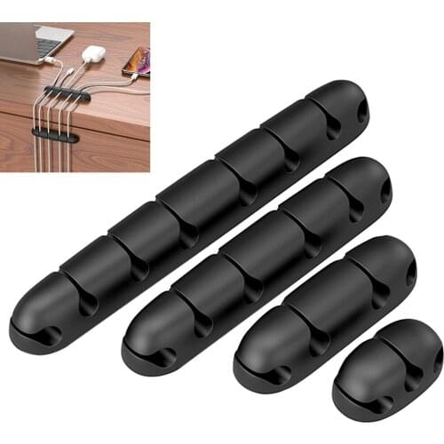 3/4/6/8 Channels USB Cable Organizer Silicone Cable Winder Desktop Tidy Management Clips Cable Holder For Mouse Headphone Wire