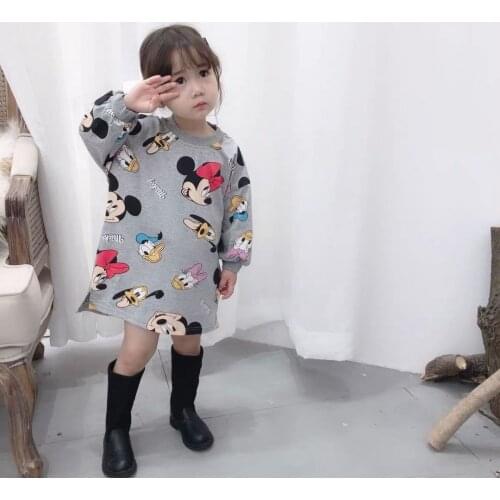 2021 New Spring Baby Girls Dresses Summer Girl T Shirts Cartoon Mickey Print Princess Dress Children Clothing Kids Costumes