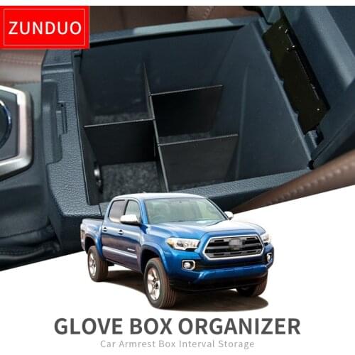 ZUNDUO Car Armrest Box Interval Storage for Toyota TACOMA 2016-2019 Storage Console Tidying Box Black Central Storage Box