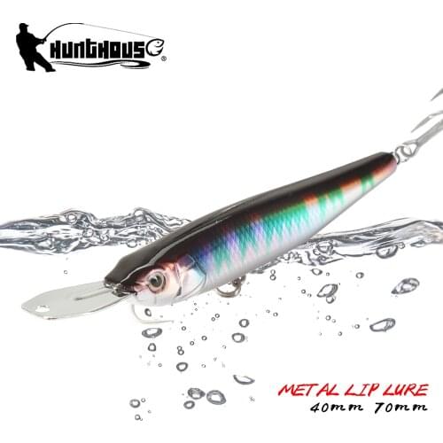 Hunthouse Small Minnow silent Metal Lip Stick Lure Hard riser Bait Sinking LW520 40/70mm 5.6/8.2g Fishing for Bass and Trout