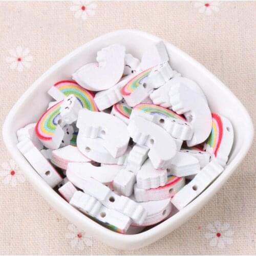 Natural Wooden beads 2019 new Rainbow Spacer Beads For Jewelry Making 22x12mm 20Pcs White DIY MT2009