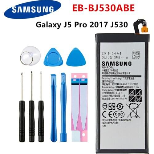 SAMSUNG Orginal EB-BJ530ABE 3000mAh Battery for Samsung Galaxy J5 Pro 2017 J530 SM-J530K SM-J530F SM-J530Y Mobile Phone +Tools