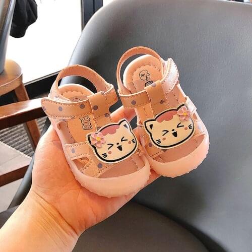 Baby New 0-3 Years Baby Girls Cute Cat Beach Sandals First Walkers Infant Toddler Summer Princess Shoes Kids Non-Slip Shoes