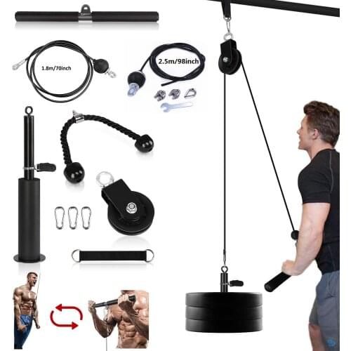 Pulley System Gym Fitness LAT and Lift Pulley System 3 in 1 Pulley Cable Machine System Home Gym Equipment for Exercise
