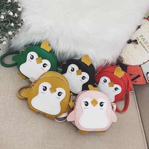 Girls Bags Cute Penguin Shape Animal Shoulder Bag Clutch Kids Girls Crossbody Leather Mini Bags PU Leather Mini Messenger Bag