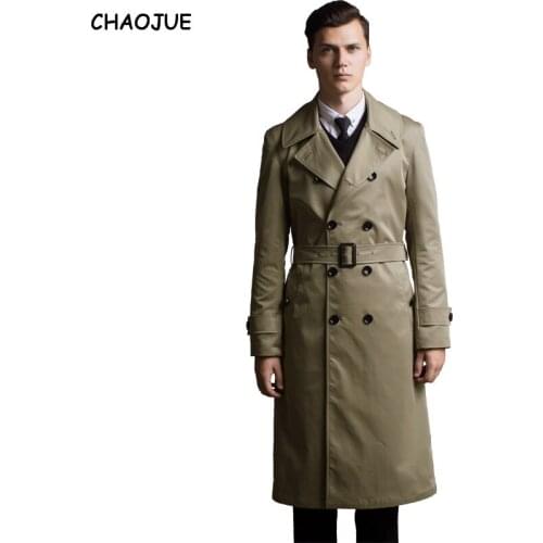 CHAOJUE Extra Long Coat Trench Mens 2018 Slim England Trench Coats Male Big Size 6XL Pea Coat Gentleman Top Jackets As Gift