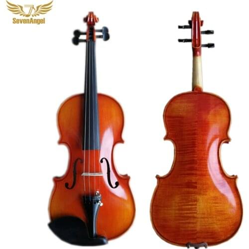 SevenAngel High-end Professional Violin 100% Hand Planed Board Solid Wood Naturel Flamed Maple 4/4 Spruce Plate Violion