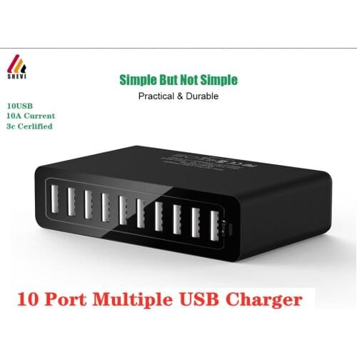 Fast charging 10 Port Multiple USB Charger Multiple Device Charging 5V10ASmart Quick Charge usb Charger For iPhone xiaomi 50W