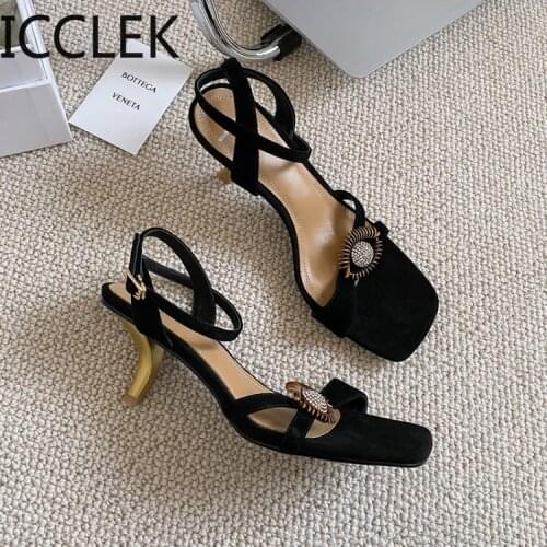Women Sandals High Heels Summer Brand Woman Pumps Thin Heels Party Shoes Buckle Office Ladie Dress Shoes