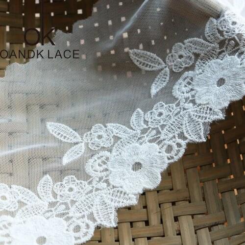 1Yard Width:14cm white Colors Stylish Cotton Embroidered Mesh Lace Garment laces Trims Trimmings DIY Sewing Accessories