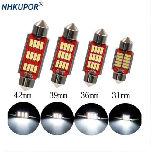 10pcs/lot 12LEDs SMD4014 Decoding Reading Lamp License Plate Bulb Car Refit LED Lights Door Lights Roof Bulbs 12V 3W Tail Lights