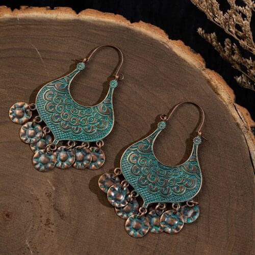 2019 bohemian Hyperbole retro vintage pendent Tassel big statement earrings for women and girls accessories party jewelry gift