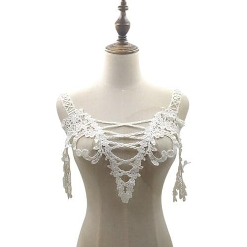 2021 Black Flower Rose Venise Lace Collar Applique Trim, Lace Fabric Sewing Supplies Scrapbooking Embroidery Collar