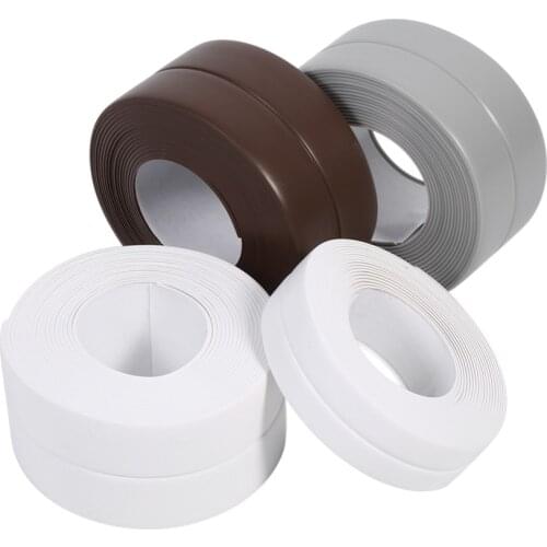3.2M Flexible Sealing Strip Kitchen Self Adhesive Bathroom Sink Basin Edge Trim Accessory Waterproof White//Brown Optional