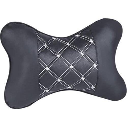 40%HOT Car Seat Headrest Neck Head Support Faux Leather PP Cotton Soft Pillow Cushion