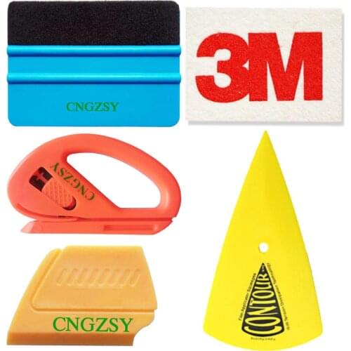 5PCS Car Film Sticker Install Squeegee Bubble Cleaning Window Tints Tool Vinyl Film Wool Wiper Scraper Cutter Knife K14