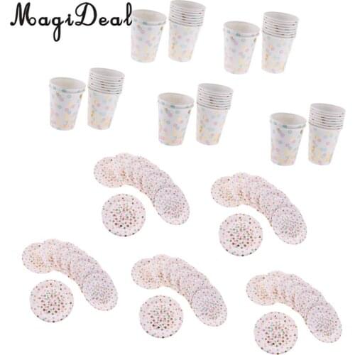 50 Sets Polka Dots Star Paper Plates Cups Baby Shower Birthday Wedding Party Dinner Disposable Tableware