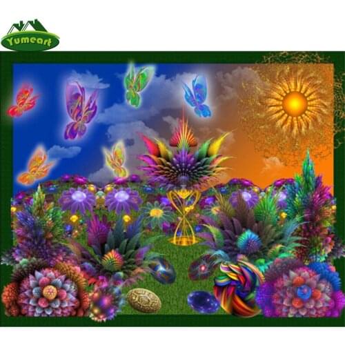 Butterfly Colorful Flowers 3D Diamond Painting Cross Stitch Crystal Rhinestones Square Full Mosaic Diamond Embroidery Wall Art