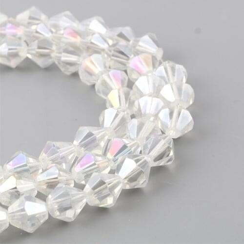 12mm/10mm/8mm Glass AB Rainbow Color Aurora Borealis Beads Cone White Faceted Loose Beads DIY Jewelry,1Strand(Approx 25-40PCs)