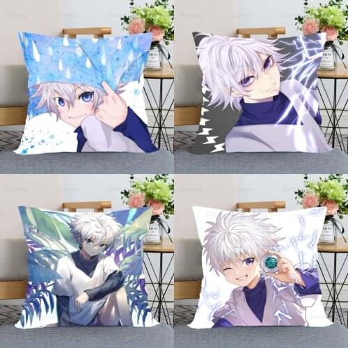 Killua Zoldyck Hunter x Hunter Pillow Case For Home Decorative Silk Pillows Cover Invisible Zippered Throw PillowCases 0508
