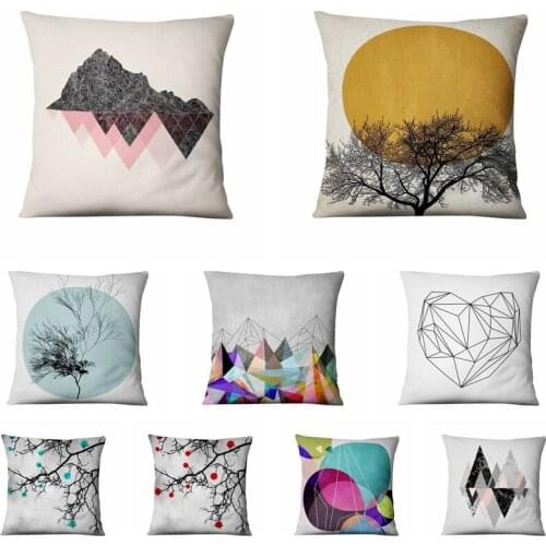 Super Soft Velvet Nordic Design Tree And Mountain Printed Cushion Decorative Pillow Almofadas Decorativas Para Sofa Throw Pillow