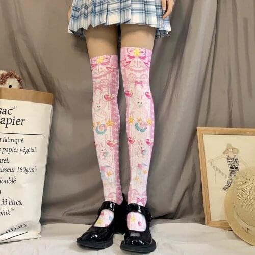 Stockings Nylon For Ladies Cartoon Sweet Female Students JK Cosplay Skinny Legs Long Stockings Thigh High Tube Sexy Stockings