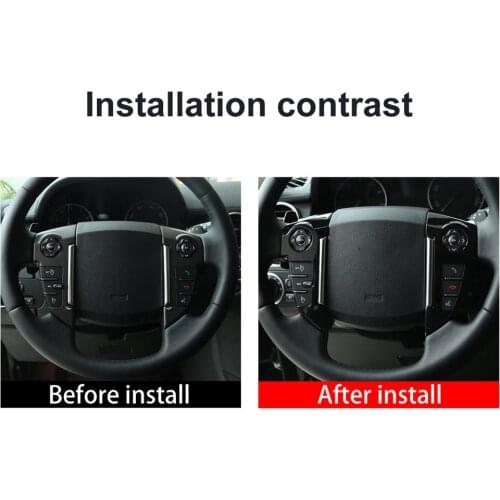 2 Color ABS Chrome/Black Steering Wheel Decoration Cover Trim Car Interior Accessories For Landrover Range Rover Sport 2010-2013