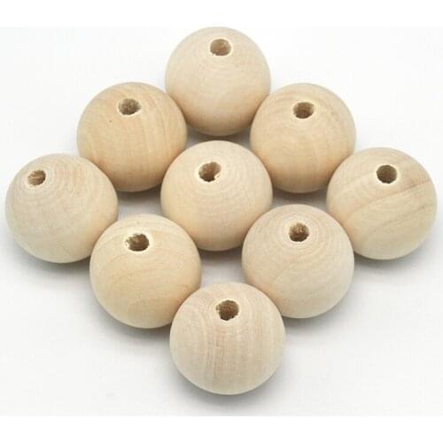Kids Wooden Beads Handmade Teethers Eco-Friendly Natural Toy Chicken Round Wooden Beads 4/6/8/10/12/14/16/18/20/25/30/40 50mm