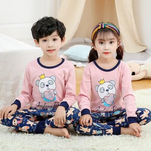 Children Pajamas Set Long Sleeve Cartoon Kids Sleepwear Winter Boys Girls Clothes Lovely Pyjamas Baby Boy Home Clothes Pijamas