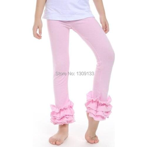 Gilrs Candy Solid Footless Ruffle Leggings Pants,Birthday glitter Pant
