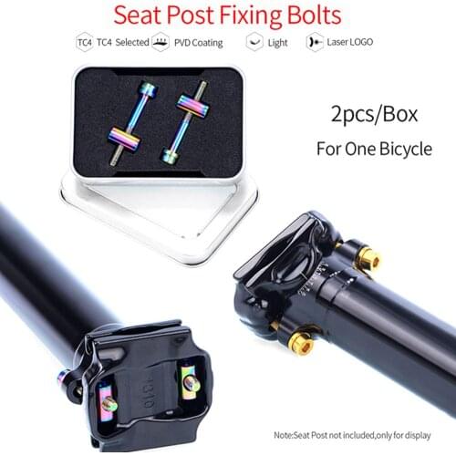 2PCS Bike Seat Post Fixed Bolts TC4 Titanium Alloy Seatpost Fixing Bolt Bicycle Screws Bike Parts M5*30/40MM