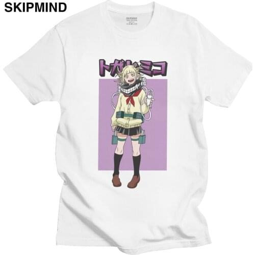 Kawaii Tshirt Men Boku No Hero Academia Short Sleeve Cotton T shirt Round Collar Summer Himiko Toga T-shirt Anime Manga Tee Gift