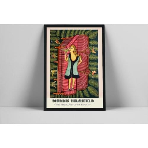 Morris Hirshfield Girl with Pigeons Canvas Painting Print Vintage Exhibition Poster Galerie Paris Museum Wall Picture Home Decor