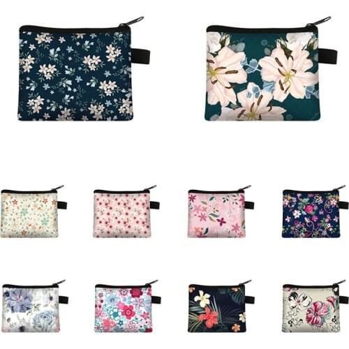 Fashion Brand Wallet Women Lovely Bowknot Flower Print Small Coin Bag Canvas Wallet Female Zipper Coin Purse Wallet Headset Bag