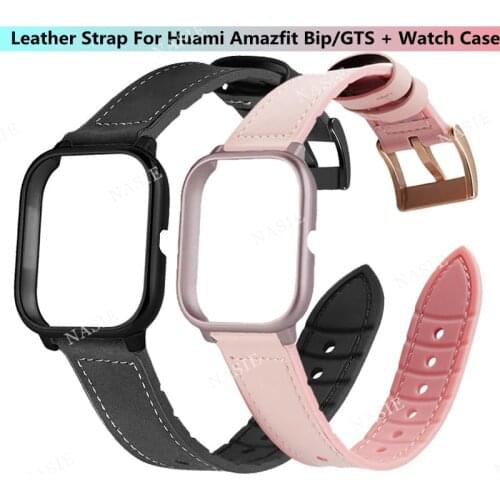 Leather Wrist Strap For Amazfit Bip / GTS Case + Watch Strap Leather Bracelet For Huami Amazfit Bip Lite S U GTS 2 Strap Band