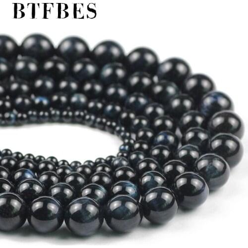 BTFBES Natural Stone Star Blue Tiger Eye Round Spacer Loose beads for DIY Jewelry Bracelet Accessories Making 4 6 8 10 12MM