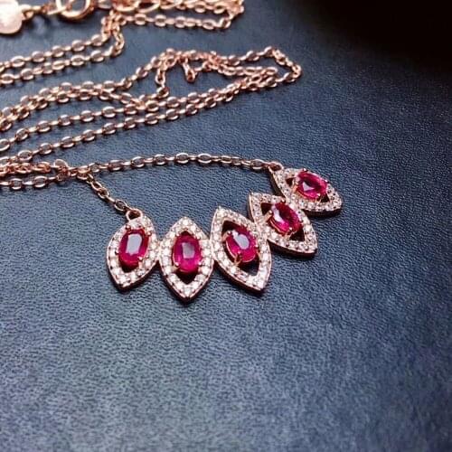 Shilovem Natural New Burning Pigeon Blood Ruby Gemstone pendants Women Real 925 Sterling Silver Fine 3*4 gift mz0304668agh