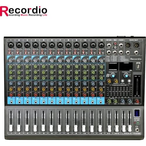GAX-GL12 Digital Audio Mixer Amplifier 12 Channel Stereo Sound Mixing Console blueteeth USB for PC Computer Record Studio Party