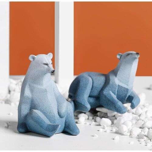 Cute Simulation Polar Bear Frosted Animal Resin Crafts Living Room Entrance Tv Cabinet Study Animal Decorations